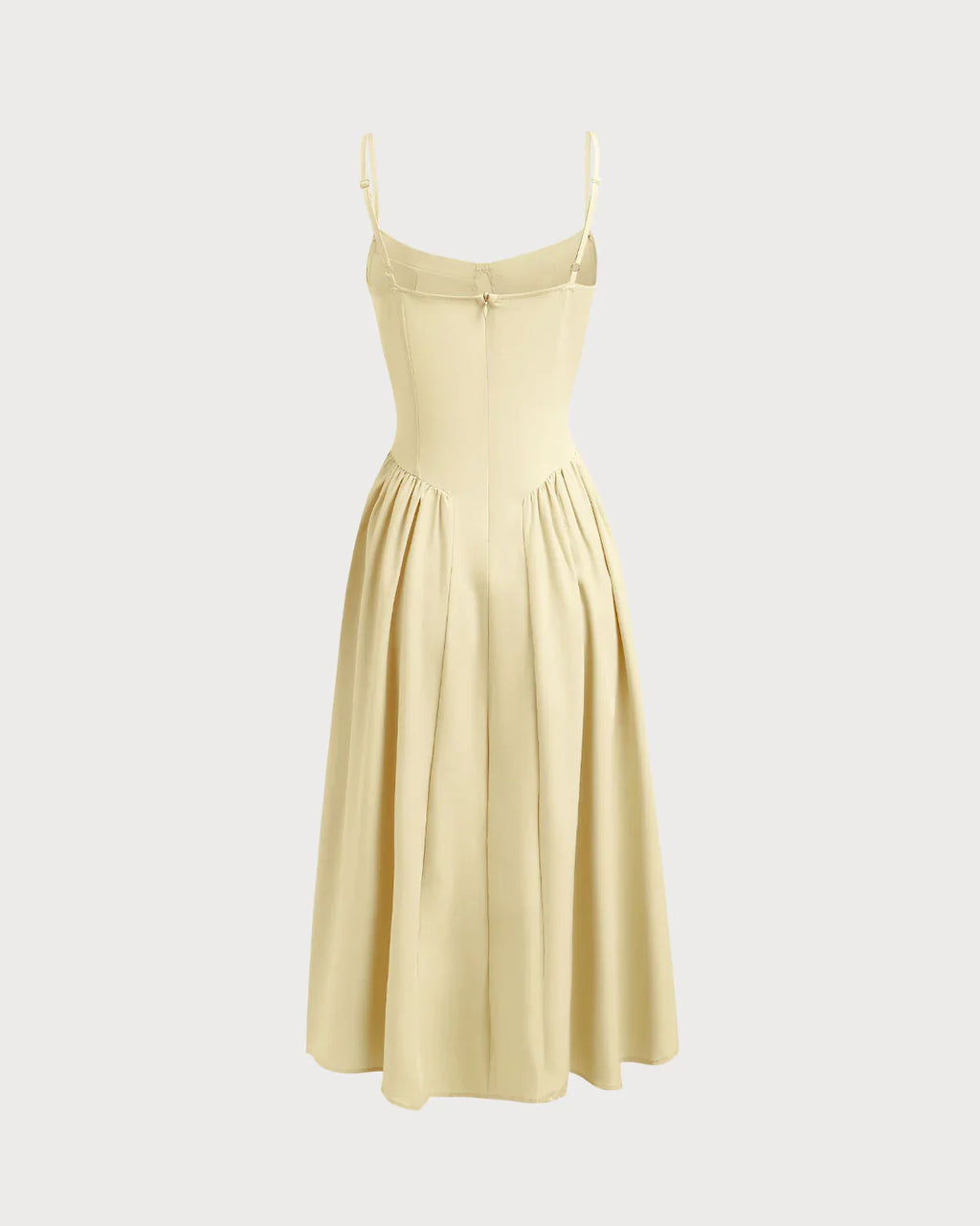 Robe mi-longue jaune à col carré
