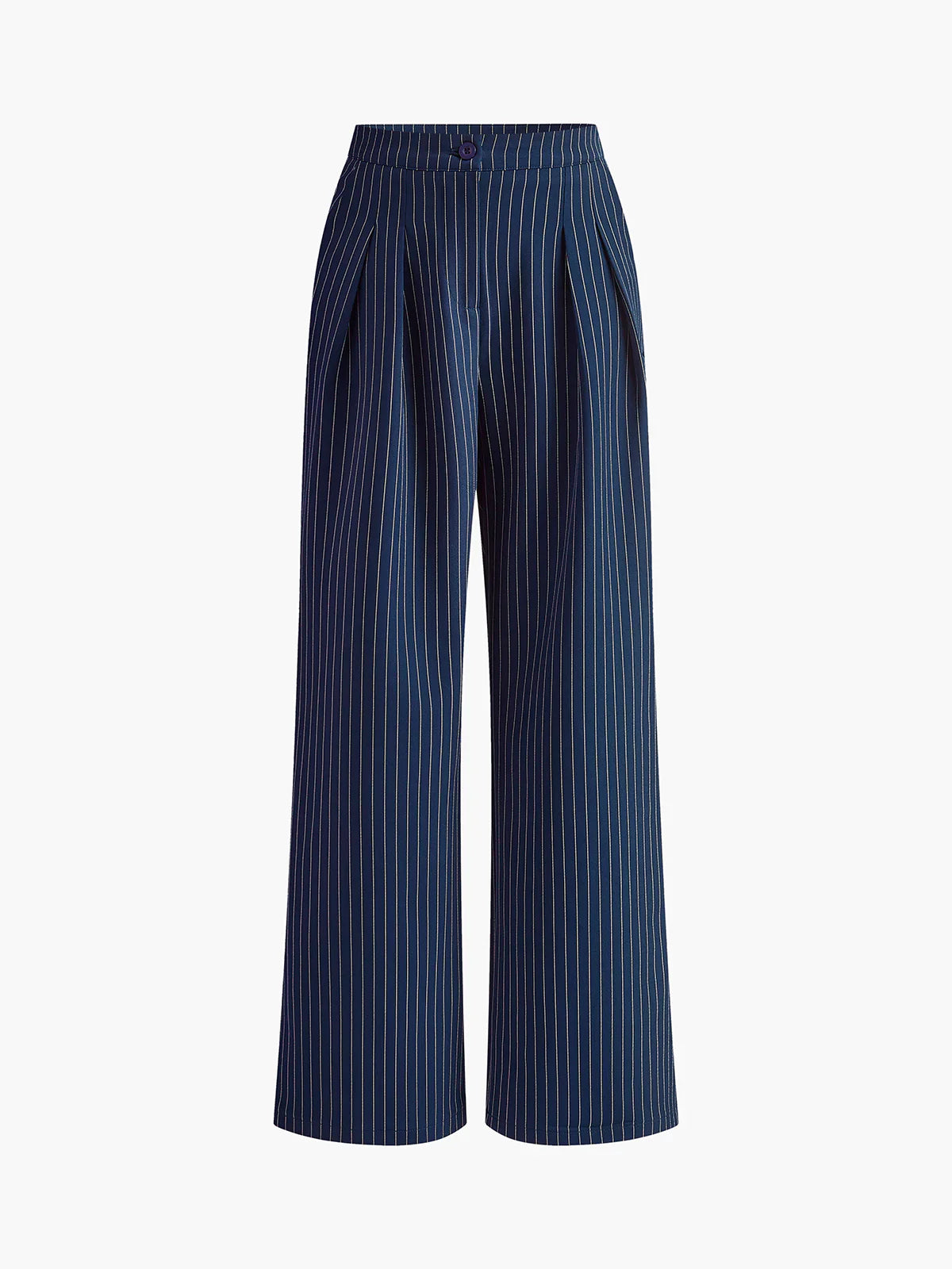 Pantalon Large à Pinces à Rayures Fines