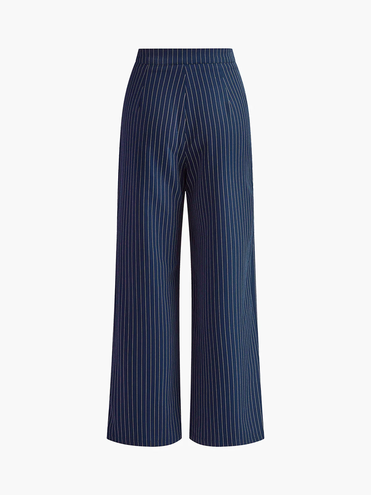 Pantalon Large à Pinces à Rayures Fines