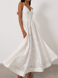 Robe Longue Trudie en Dentelle – Blanc Éclat